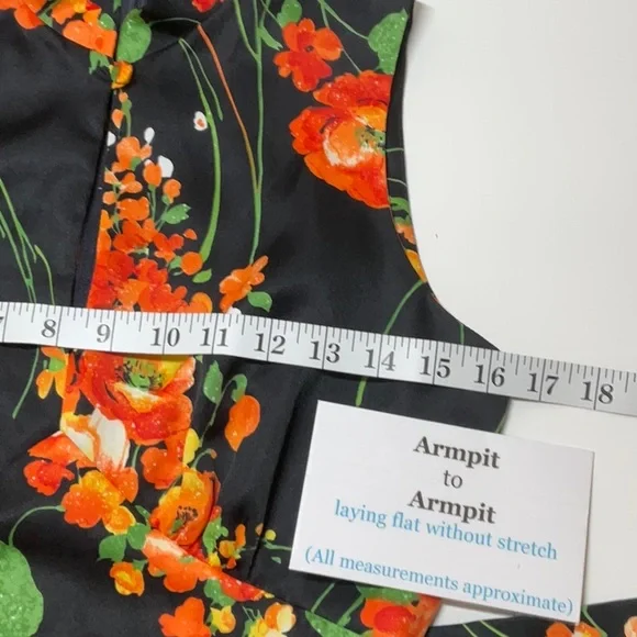 Tori Richard for Liberty House Black Maxi Dress with Orange Floral Design - Picture 5 of 8